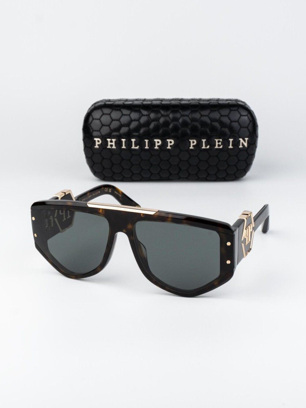 Philipp Plein Men Sunglasses Havana Green Mask SPP093M 0722 NEW AUTHENTIC